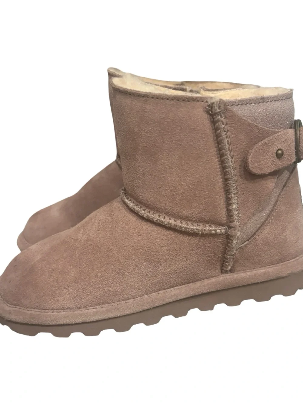 BearPaw Girls Suede Booties in Light Brown Size 2